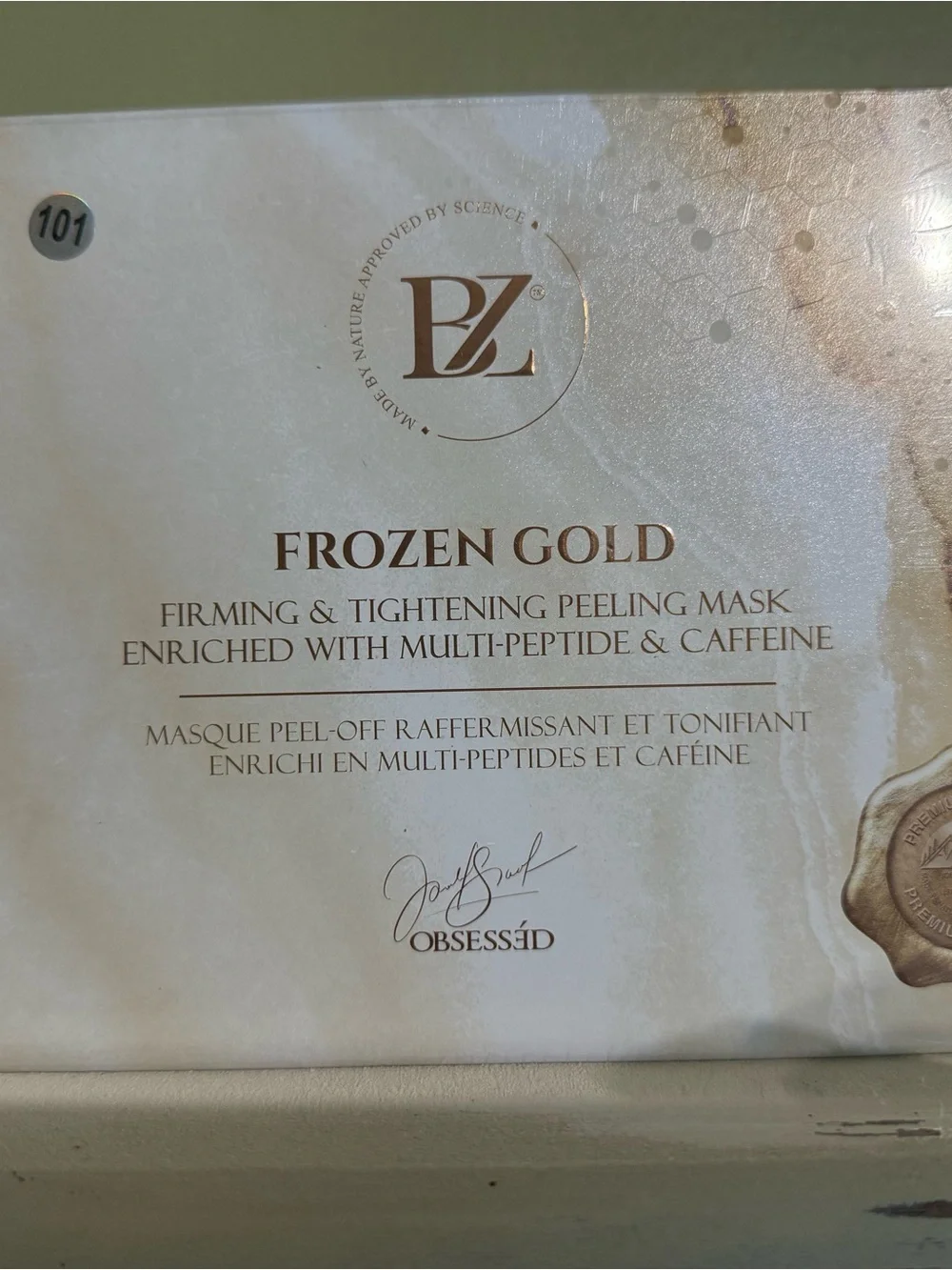 Below Zero Frozen Gold firming and tightening peeling mask, peptide and caffeine